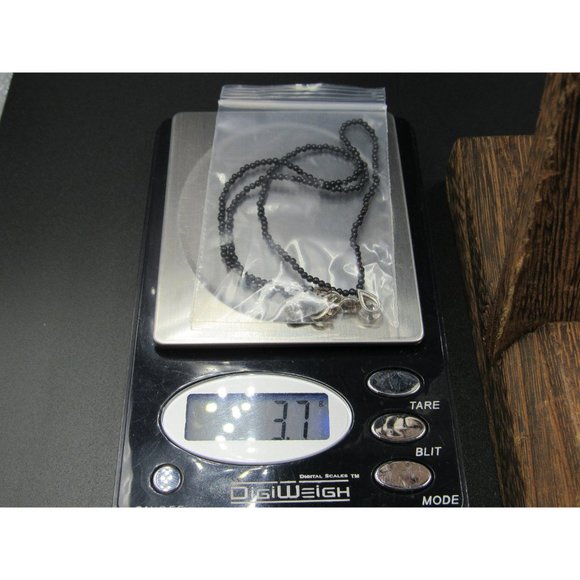 16 Inch Sterling Silver Black Beaded Pear Cubic Zirconia Necklace - Picture 6 of 6